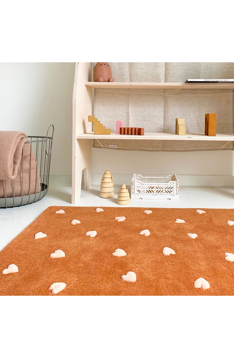 Maison Deux Hearts Rug, Alternate, color, Brown / Pink Print