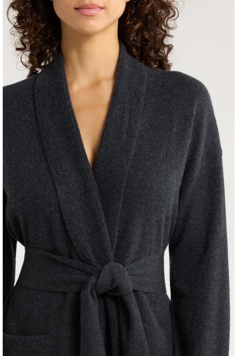 Cashmere Robe, Alternate, color, DARK CHARCOAL HEATHER