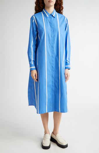 Marimekko Runoelma Puhveli Stripe Long Sleeve Organic Cotton Poplin Shirtdress