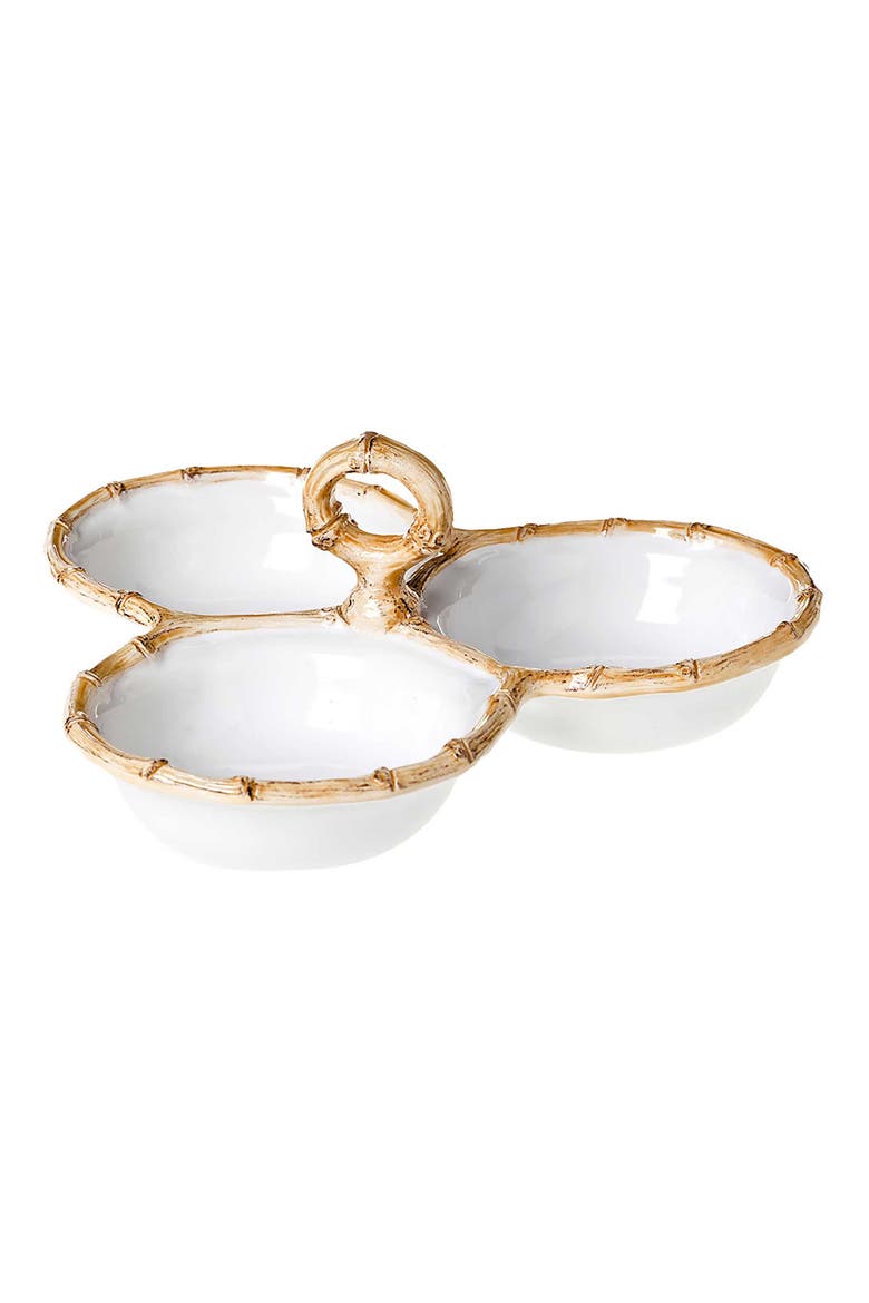 Bamboo Ceramic Cocktail Triple Server, Main, color, BAMBOO/ NATURAL