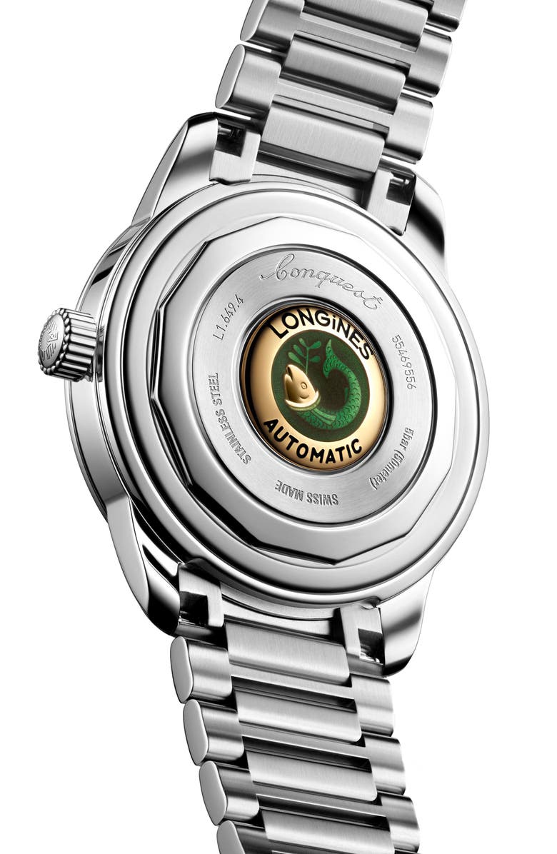 Longines Conquest Heritage Automatic Bracelet Watch, 38mm, Alternate, color, Black