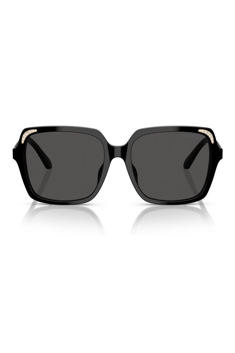 56mm Square Sunglasses, Main, color, BLACK