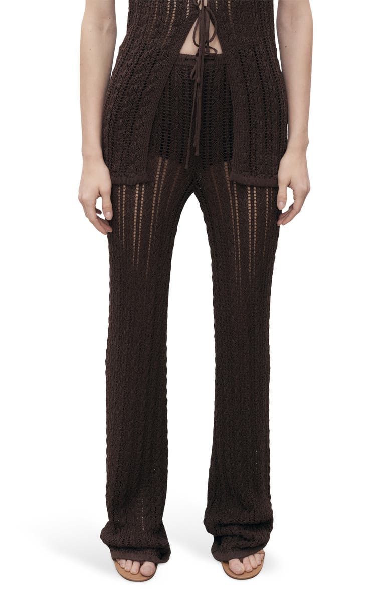 MANGO Openwork Knit Pull-On Straight Leg Pants, Main, color,