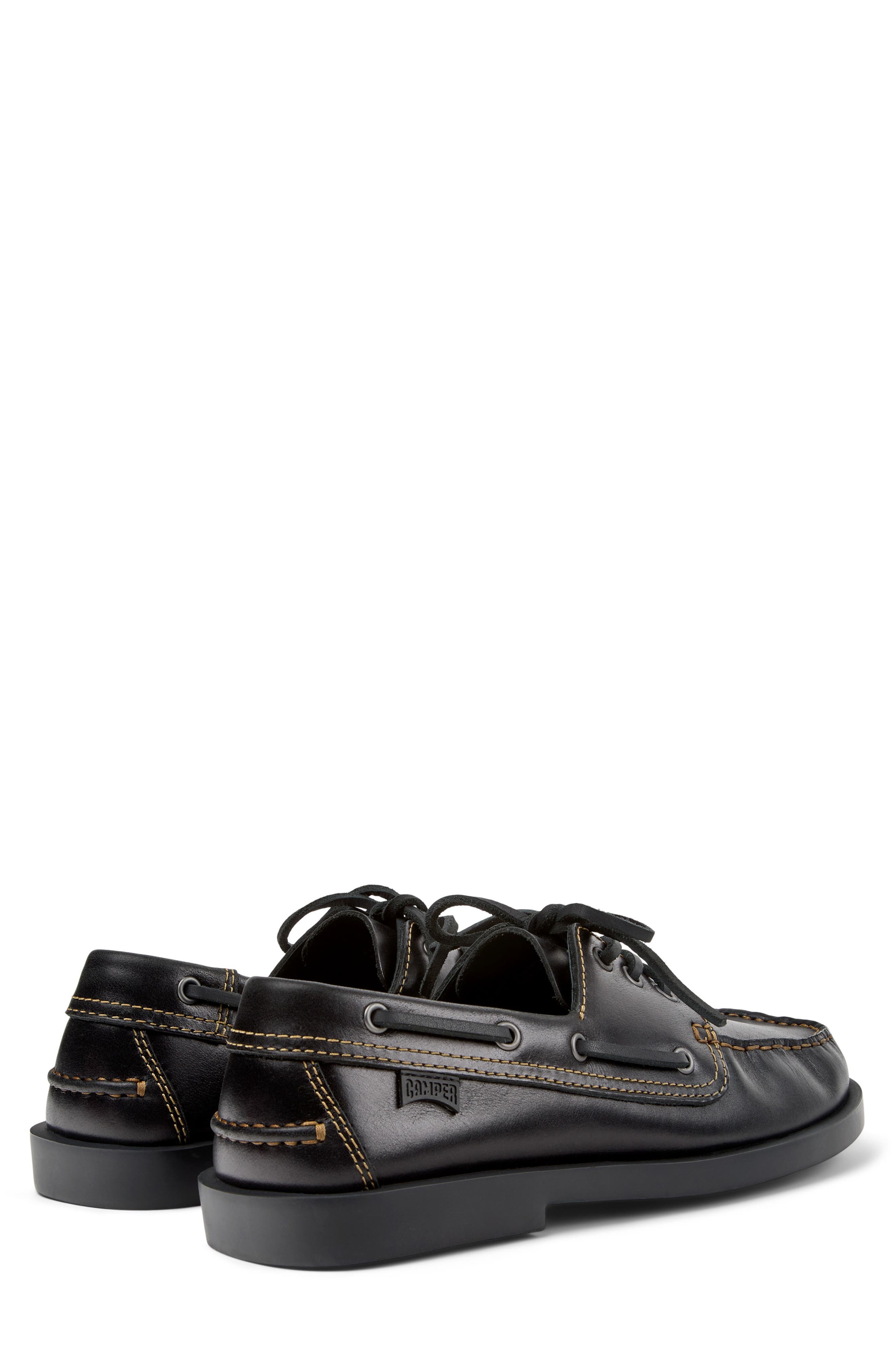 Don Leather Boat Shoe, Alternate, color, BLACK