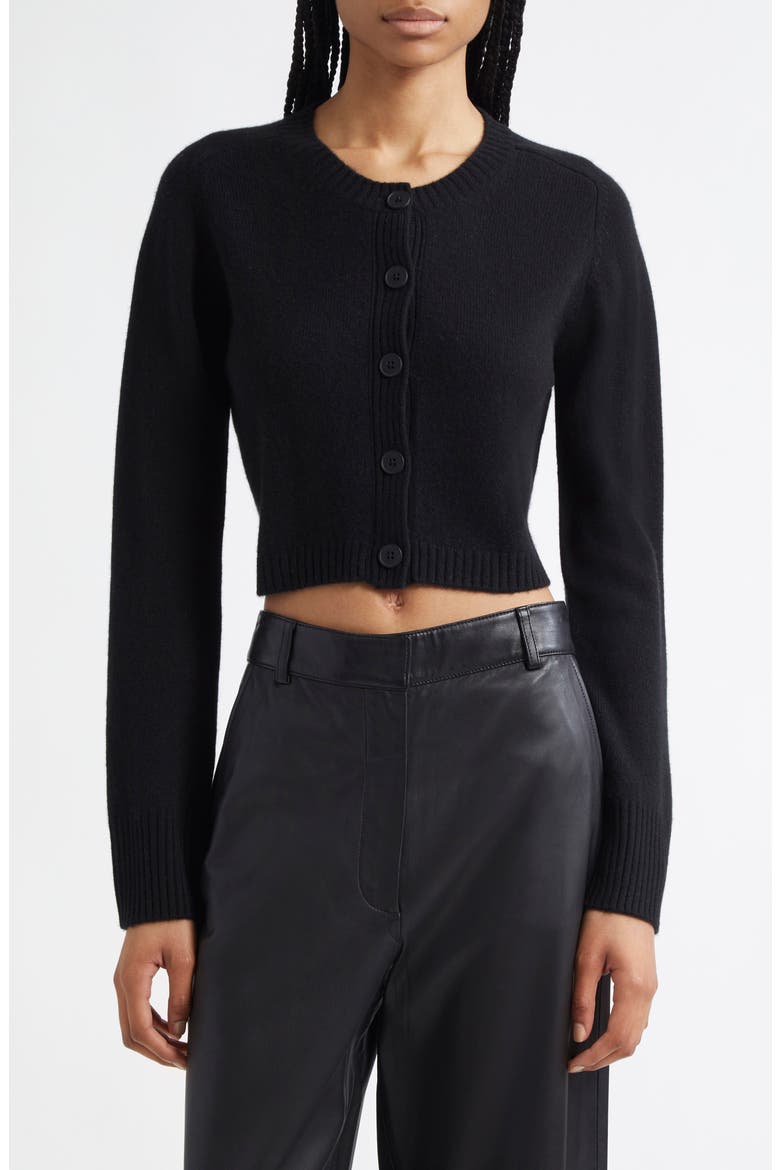 Zephir Crop Cashmere Cardigan, Main, color, BLACK