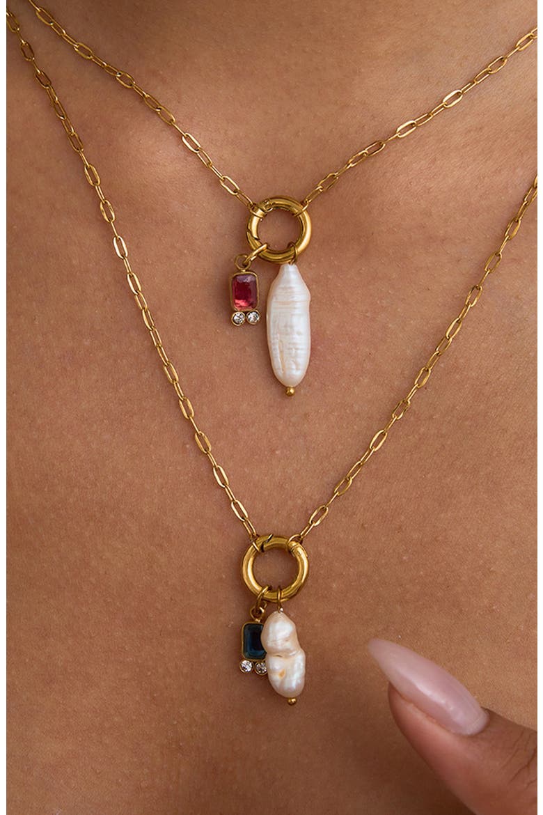 Pearl Shimmer Pendant Necklace, Alternate, color, GOLD
