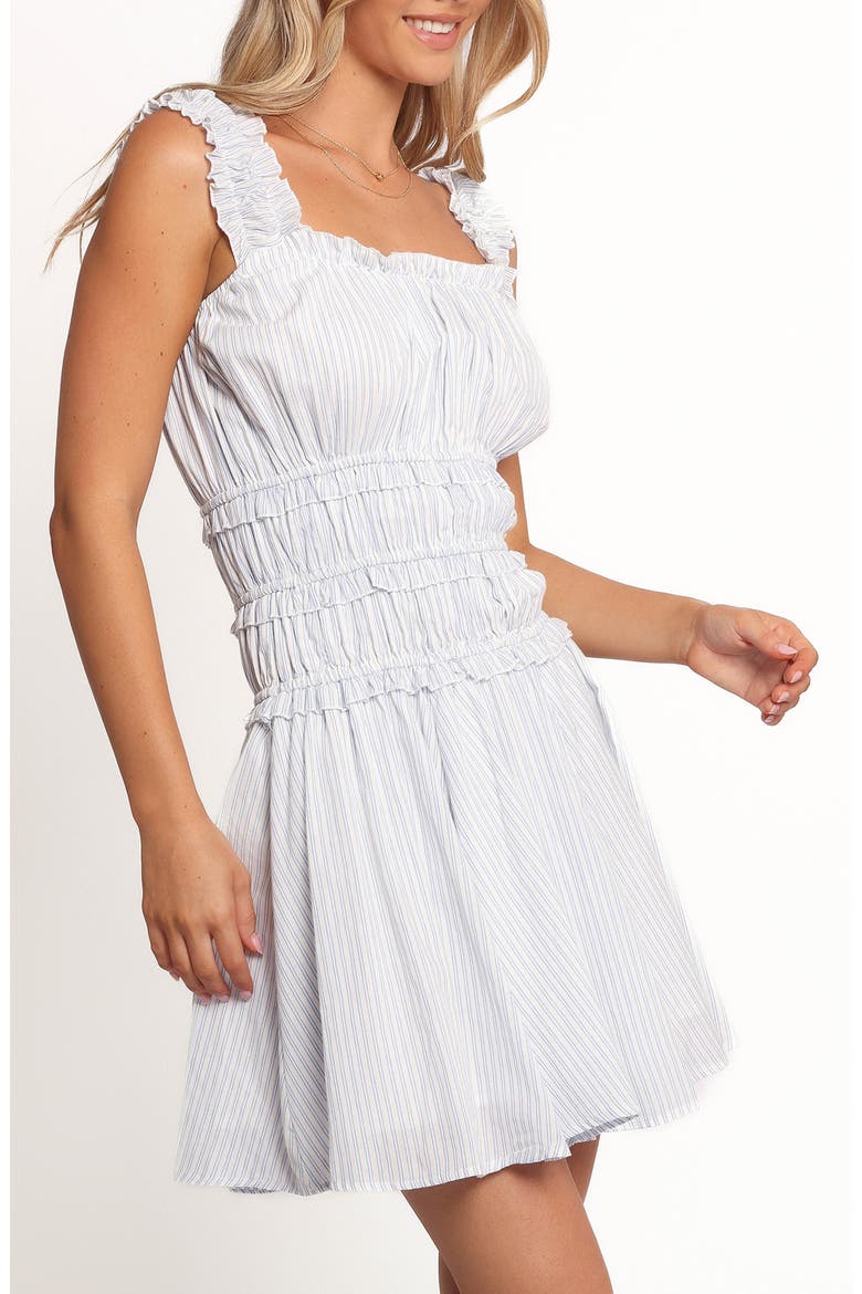 Lune Smocked Minidress, Alternate, color, BLUE STRIPE