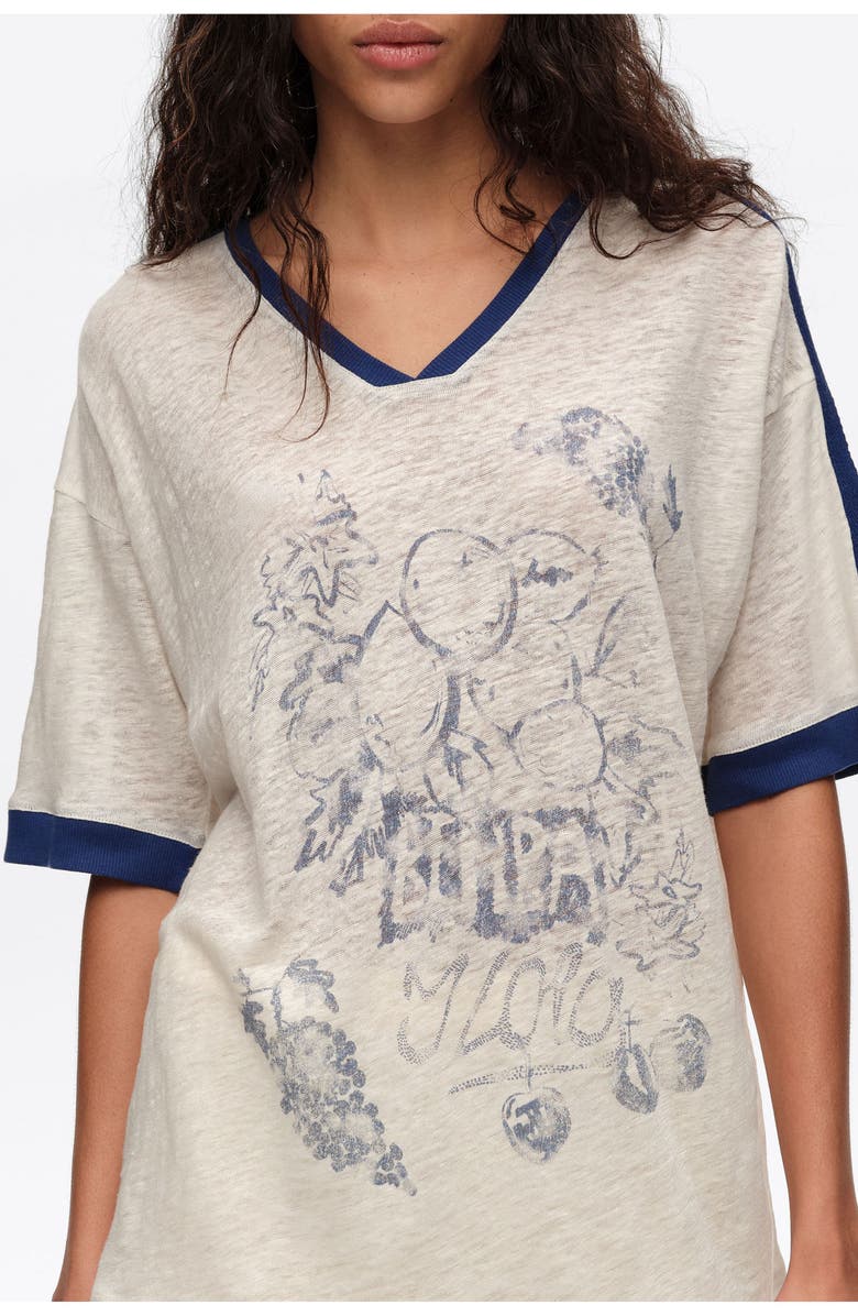 Bimba y Lola Linen Fruit Logo T-Shirt, Alternate, color, Ivory