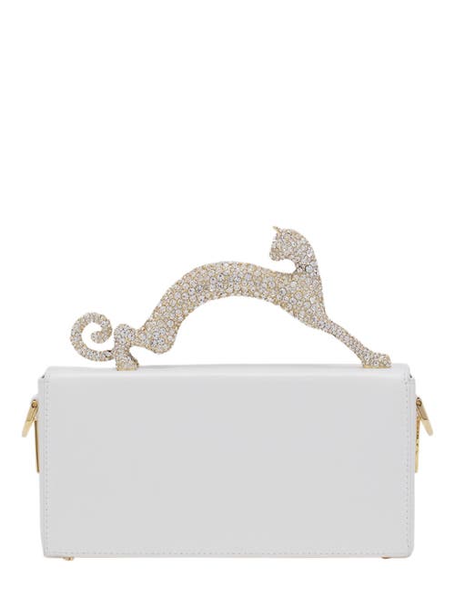 Lanvin Pencil Cat Bag In Leather And Rhinestones In White