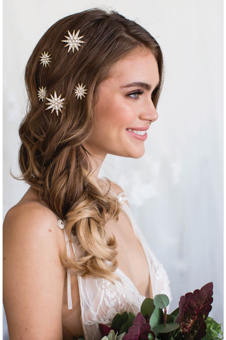 Nola Set of 5 Star Hair Pins, Alternate, color, 14K GOLD