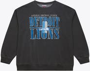 Mitchell & Ness Men's Mitchell & Ness  Black Detroit Lions Downtown Crew Vintage Logo Sweatshirt