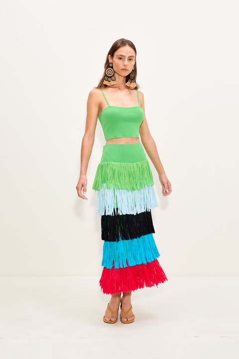 Dio Fringe Knit Skirt