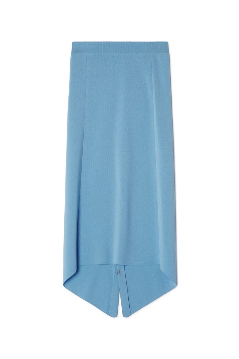 Buttoned Long Skirt In Merino Wool, Alternate, color, Periwinkle