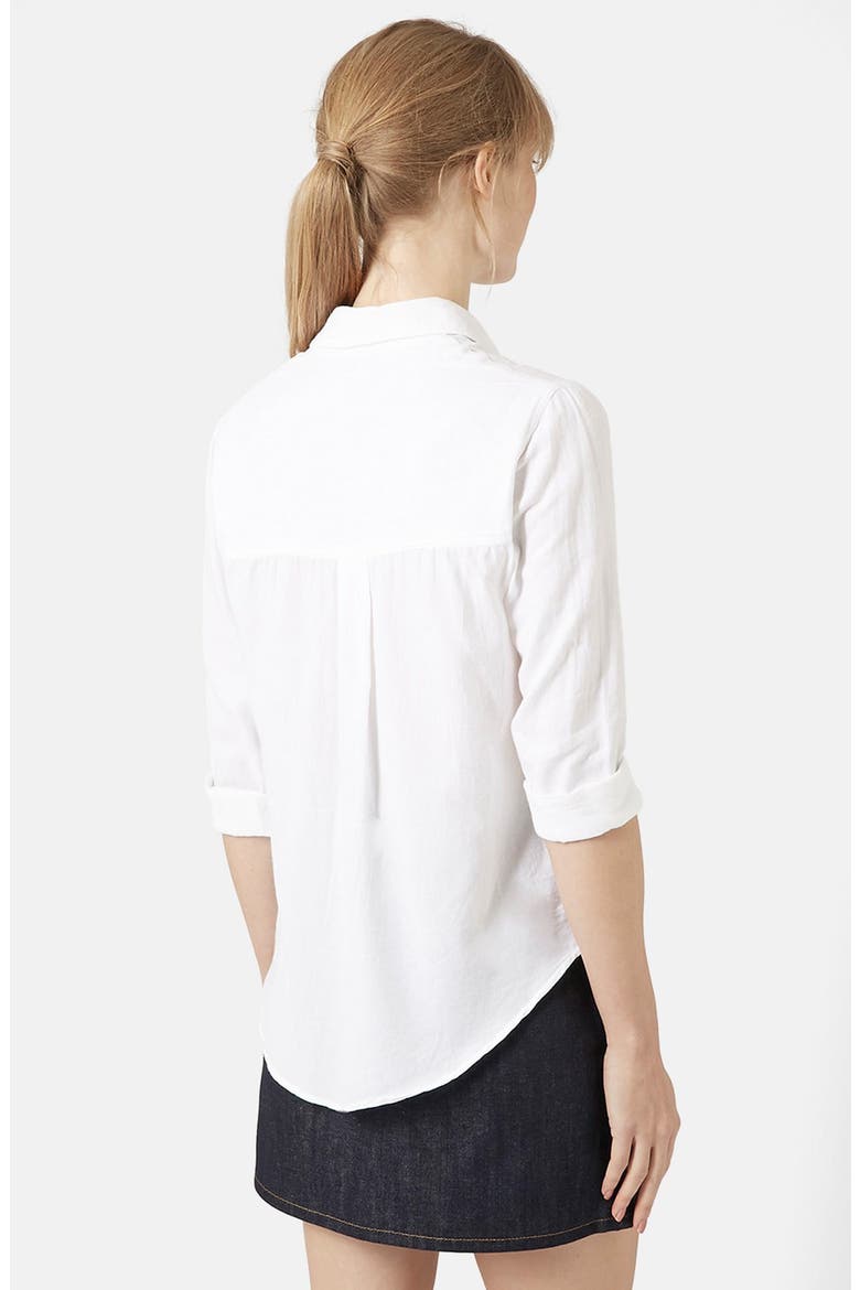 Button Front Chambray Shirt, Alternate, color, WHITE