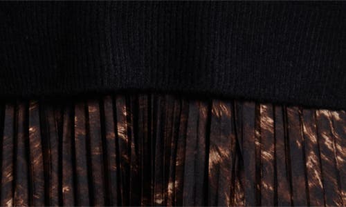 Halogenr Halogen(r) Mixed Media Long Sleeve Dress In Animal Print