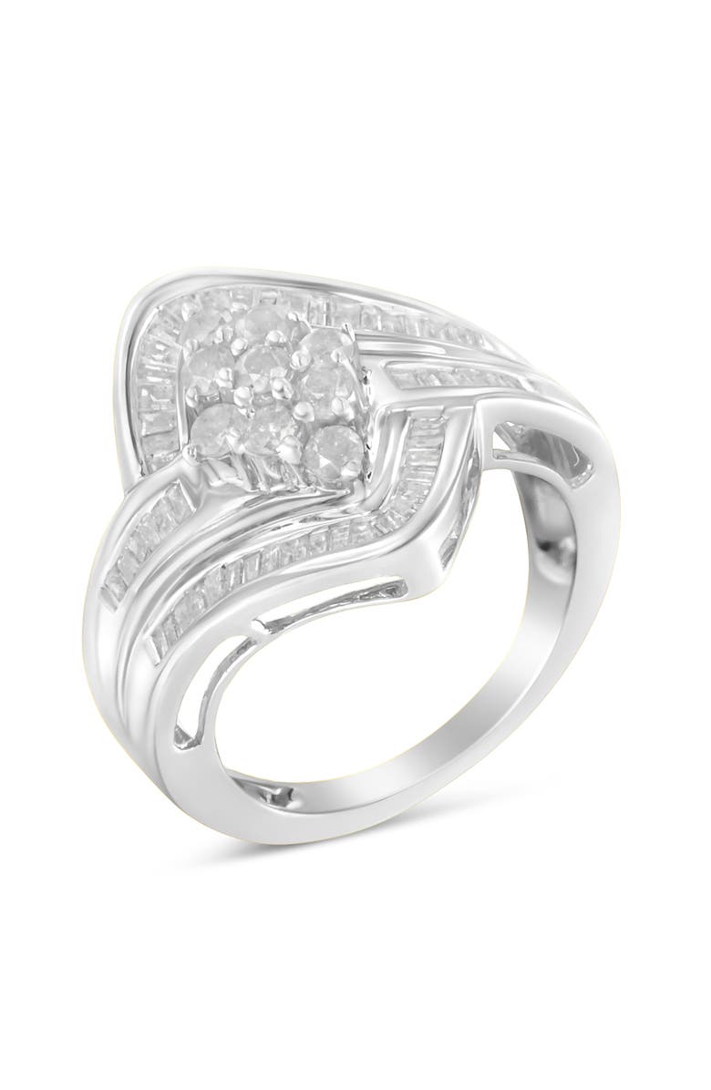 Haus of Brilliance 10K White Gold 1.0 Cttw Diamond Bypass Cluster Ring, Main, color, White Gold