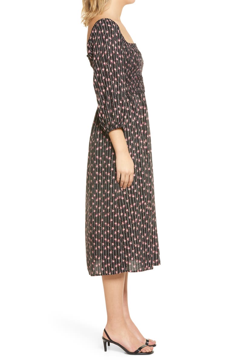 WAYF Nevaeh Smocked Midi Dress, Alternate, color, 