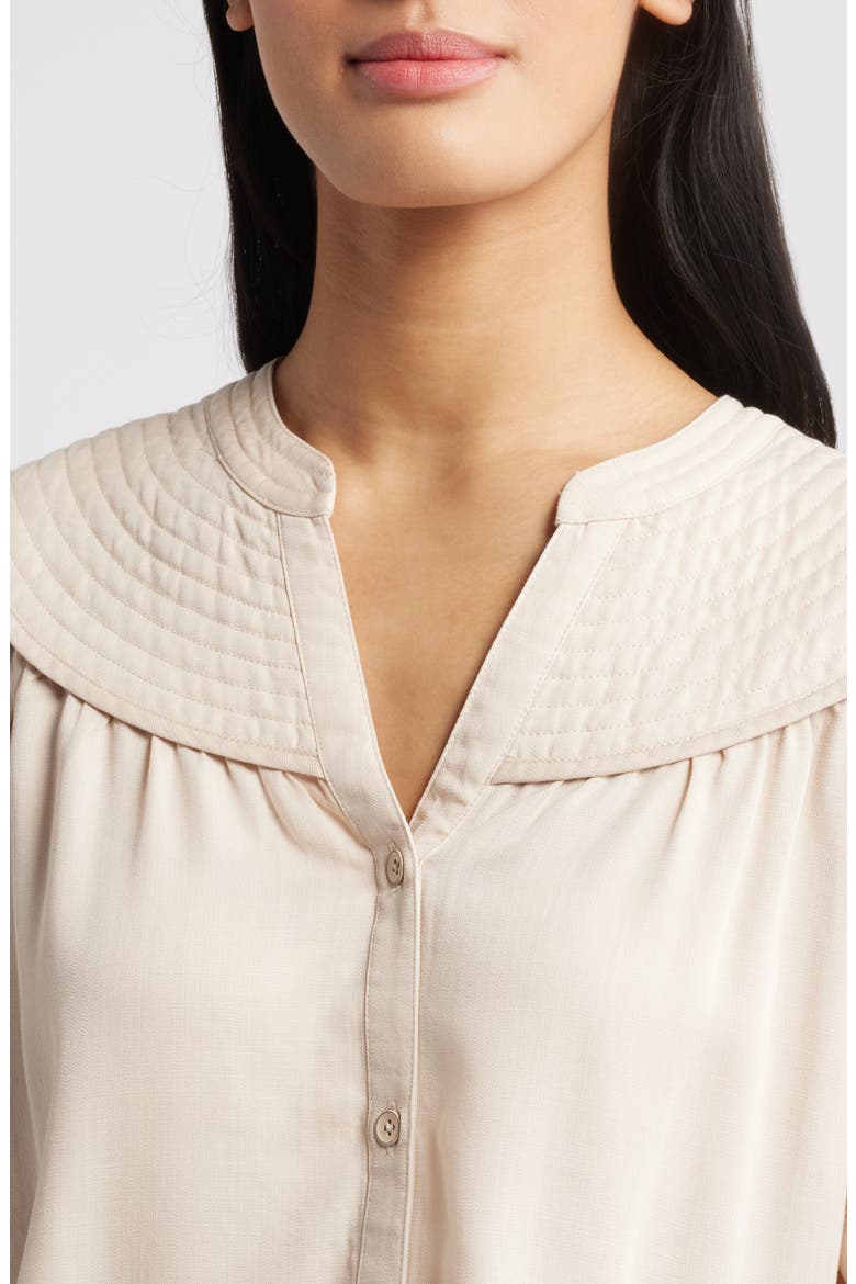 Split Neck Balloon Sleeve Top, Alternate, color, MACADEMIA