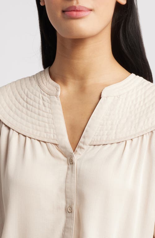 WIT & WISDOM WIT & WISDOM SPLIT NECK BALLOON SLEEVE TOP