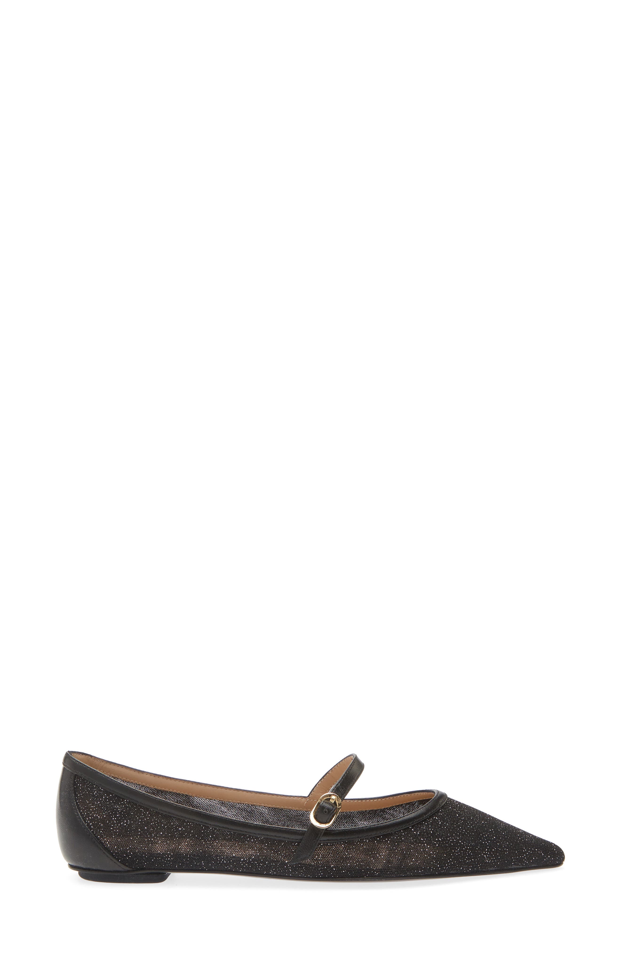 Stuart Weitzman Emilia Mary Jane Flat, Alternate, color, Patent Black