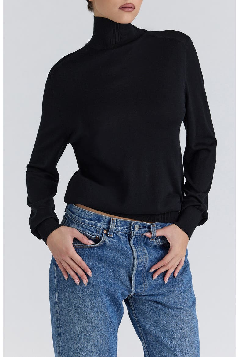 Angel Silk & Wool Blend Turtleneck Sweater, Main, color, BLACK