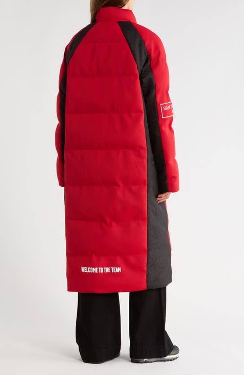 Off Season Nfl Team Water Repellent Long Puffer Coat In Burgundy