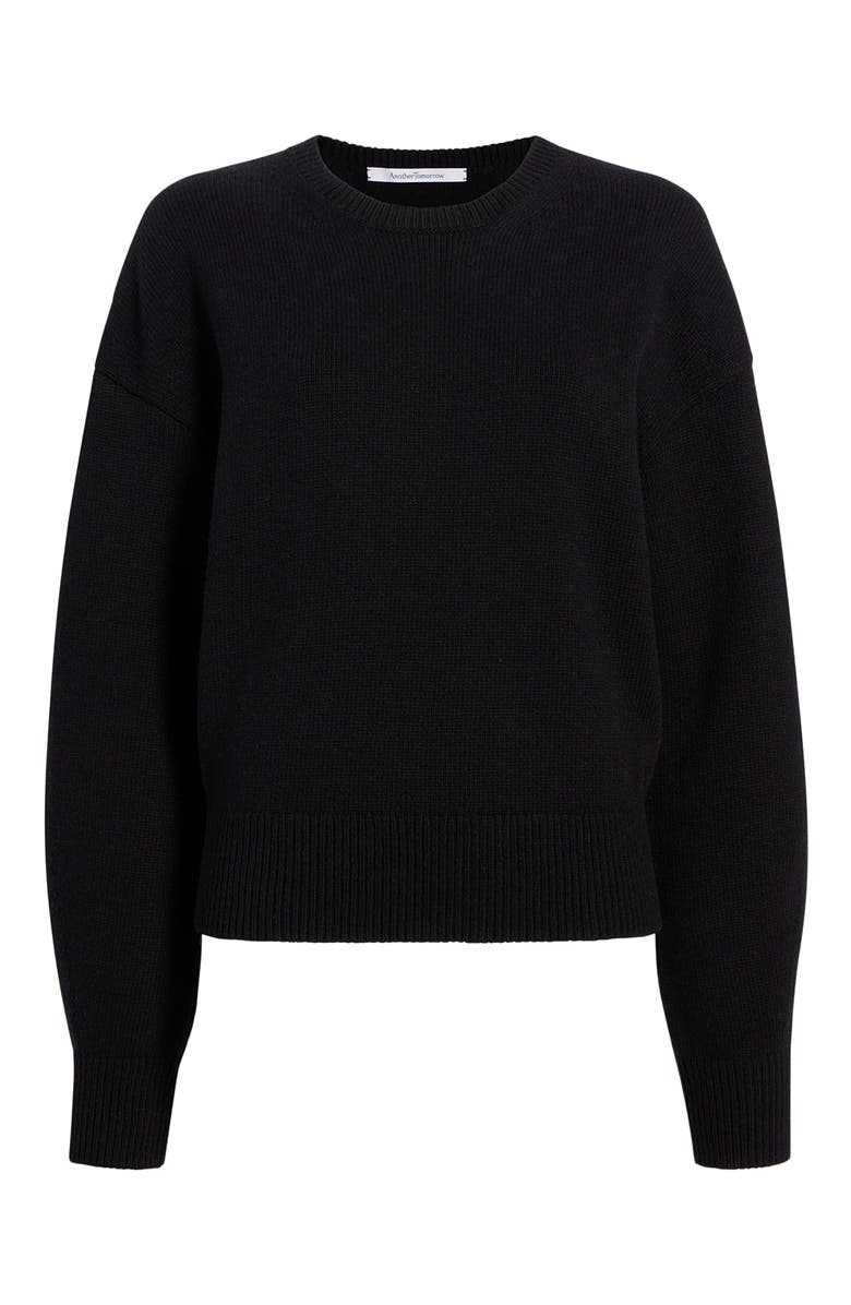 Another Tomorrow CASHMERE KNIT SWEATSHIRT, Alternate, color, Black