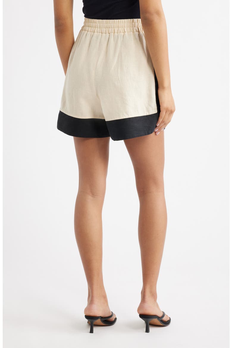 Morti Colorblock Linen Shorts, Alternate, color, ECRU