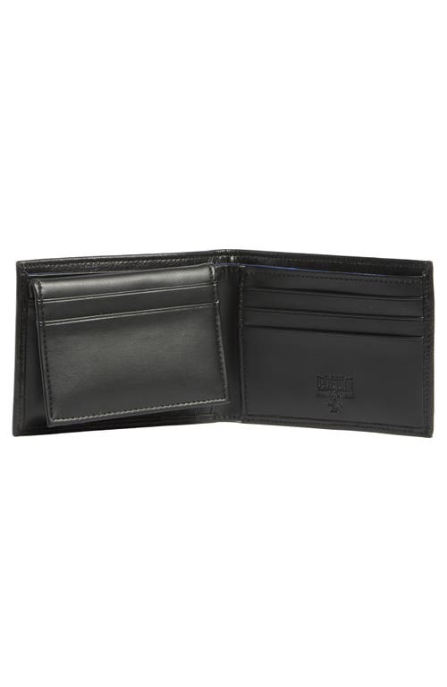Original Penguin Stitch Crease Leather Bifold Wallet In Black
