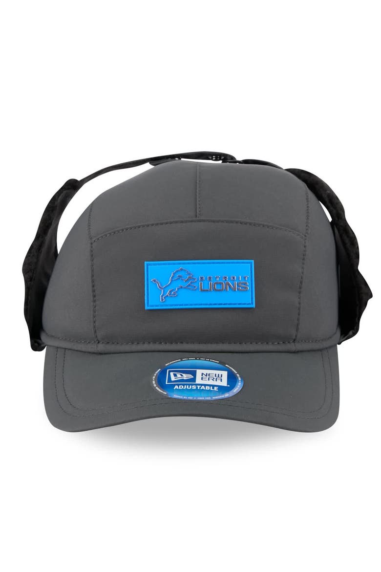 Men's New Era Charcoal Detroit Lions 2025 Sideline Cold Weather Runner Dog Ear Adjustable Hat, Alternate, color, Charcoal