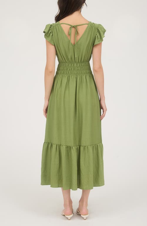 August Sky Flutter Sleeve Midi Dress