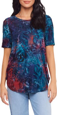 Karen Kane Tie Dye Burnout Shirttail Top