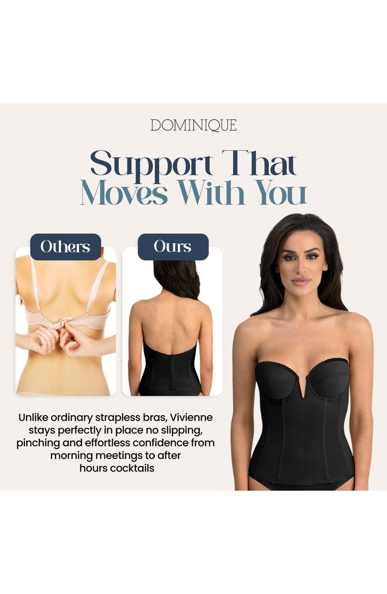 Dominique Intimates Vivienne Convertible Strapless V Wire Longline Corset Bra, Alternate, color, Black