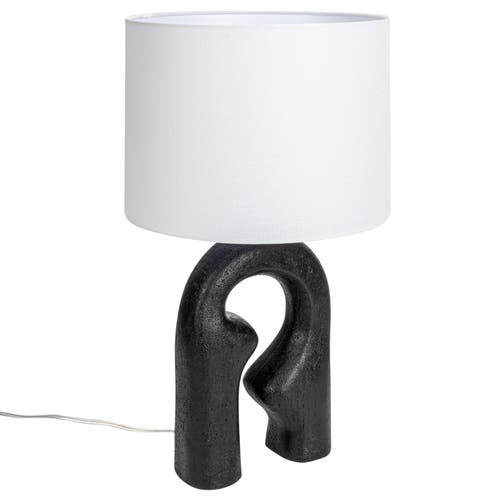 Storied Home Modern Abstract Sculptural Table Lamp With Drum Shade, Black And White In White