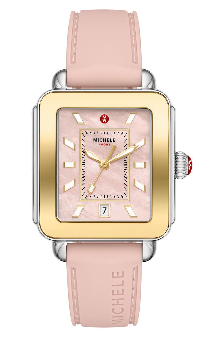 Deco Sport Silicone Strap Watch, 34mm x 36mm, Main, color, PINK