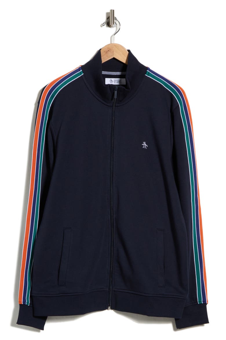 Stripe Fleece Track Jacket, Main, color, 413 DARK SAPPHIRE