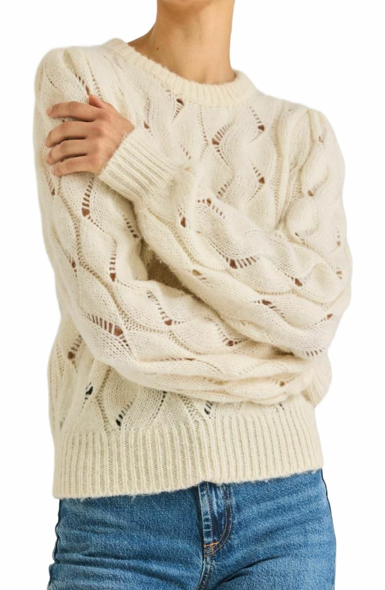 Rebecca Taylor Alpaca Chainette Sweater, Alternate, color, Ivory