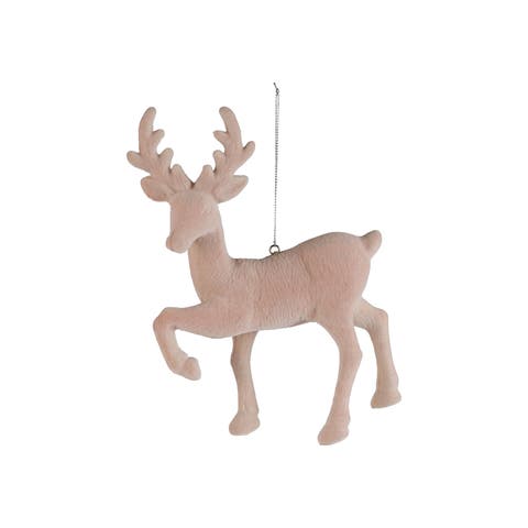 Flocked Deer Ornament with Nylon Accents