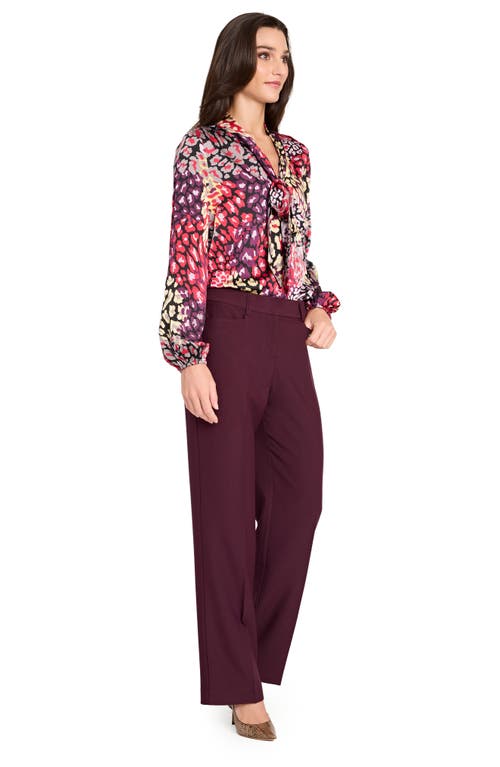 Tahari Asl Print Tie Neck Top In Multi