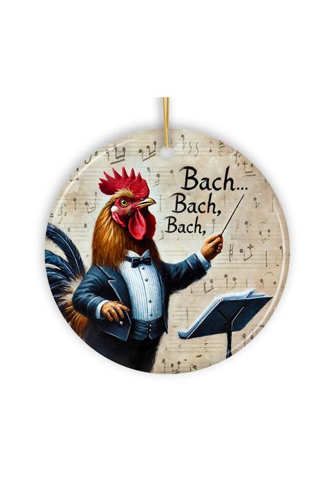Bach Bach Bach Chicken Conductor Ornament - Version 1