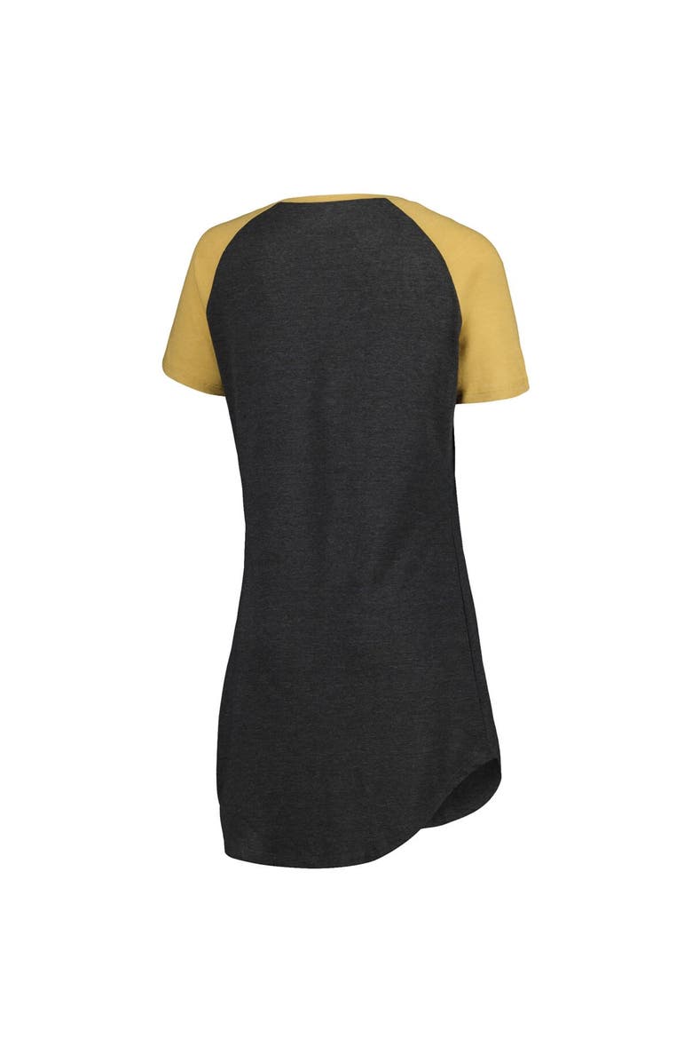 CONCEPTS SPORT Women's Concepts Sport Black/Gold New Orleans Saints Raglan V-Neck Nightshirt, Alternate, color, 