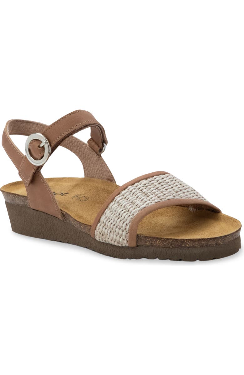 Naot Cecile Wedge Sandal, Main, color, Latte Brown Leather/Sand