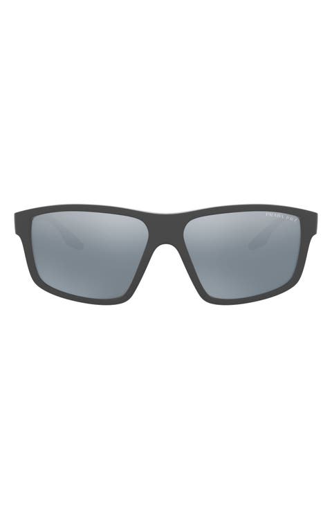 60mm Polarized Rectangular Sunglasses