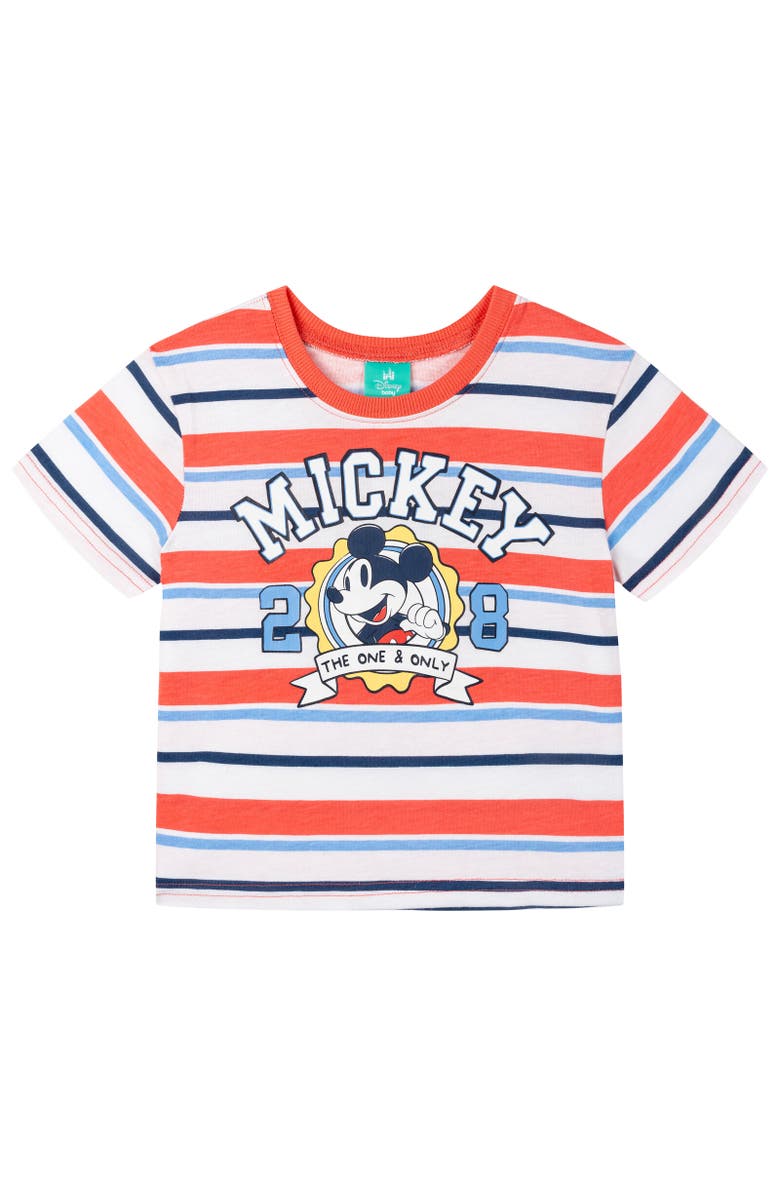 Disney Mickey Mouse Baby French Terry 2-Piece T-Shirt and Shorts Set, Alternate, color, Mickey Navy Stripe