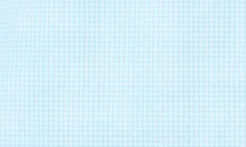 Tailorbyrd Micro Gingham Short Sleeve Button-up Shirt In Seafoam