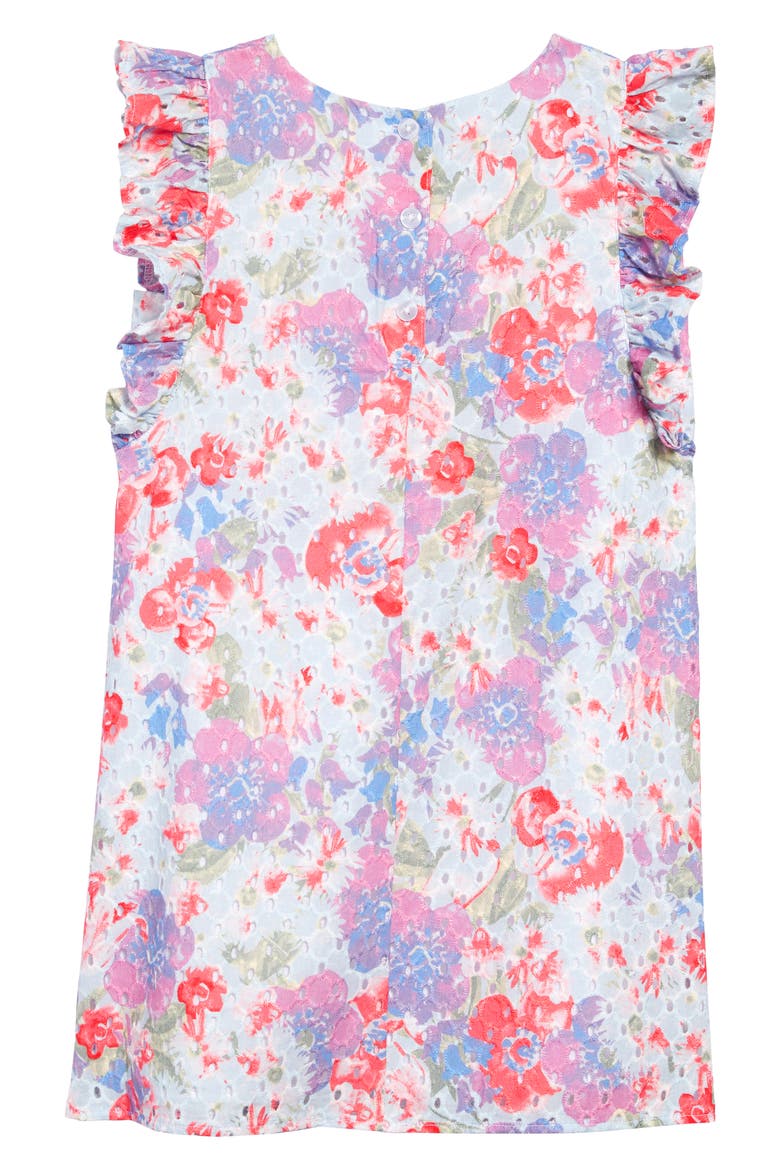 Floral Print Eyelet Shift Dress, Alternate, color, PEACH