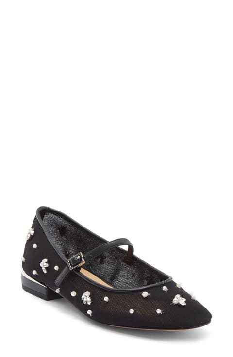Darcy Embellished Mesh Mary Jane Flat (Women)