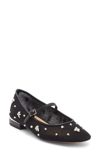 Ted Baker London Darcy Embellished Mesh Mary Jane Flat In Black