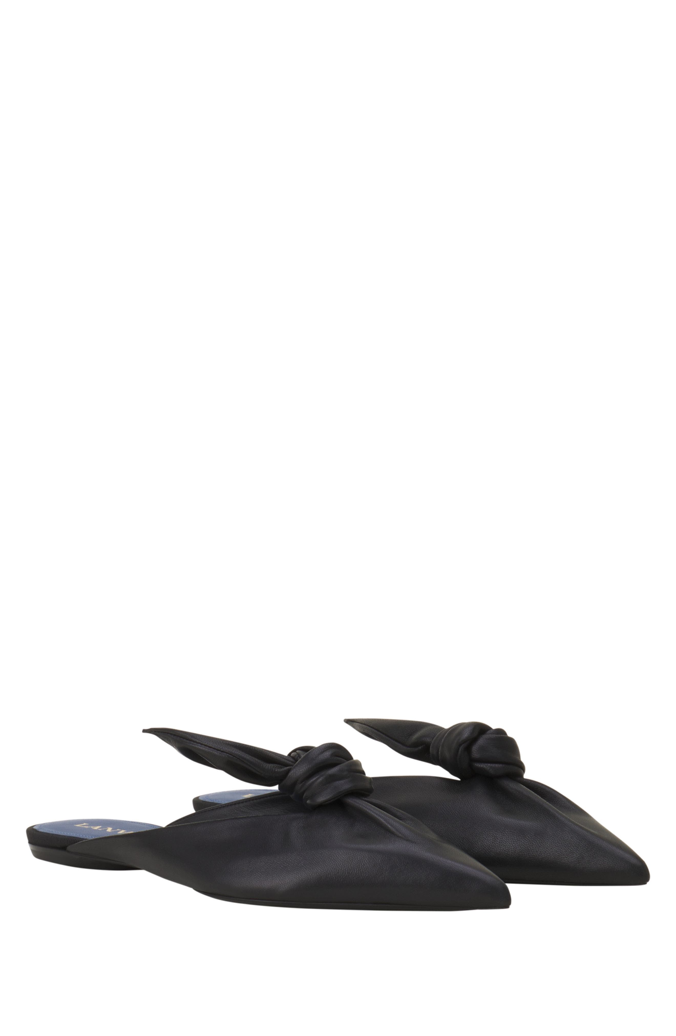 Midnight Step Leather Bow Mule, Alternate, color, Black