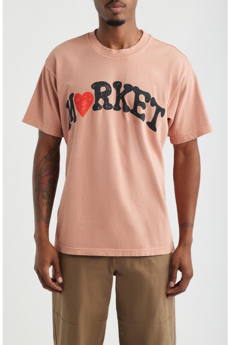Heart Arc Cotton Graphic T-Shirt, Main, color, SALMON
